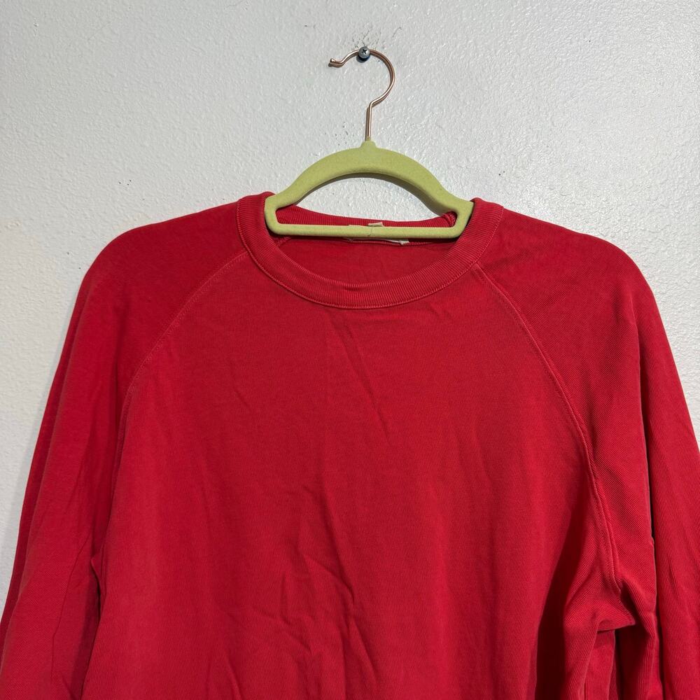 Madewell Coral Red Garment-Dyed Raglan Long Sleeve Sweatshirt Top Sz S - Picture 3 of 9